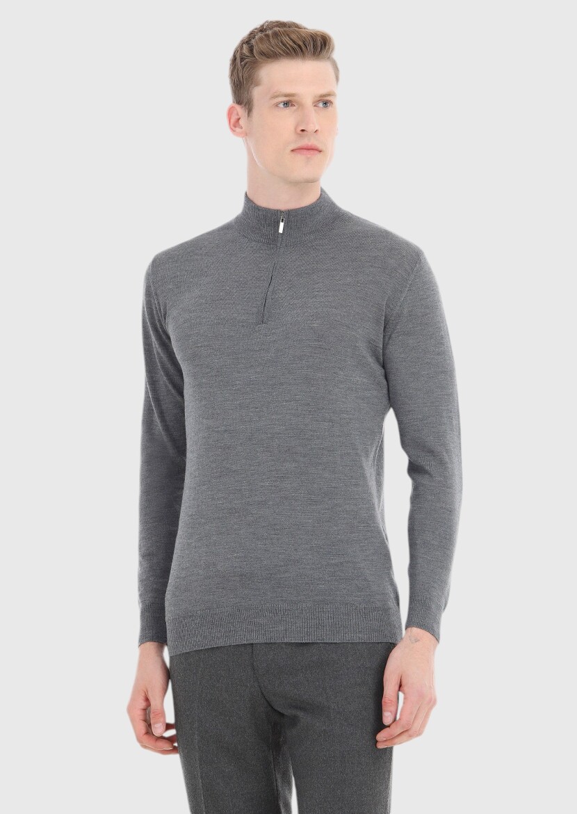 Grey Knitwear Sweatshirt 