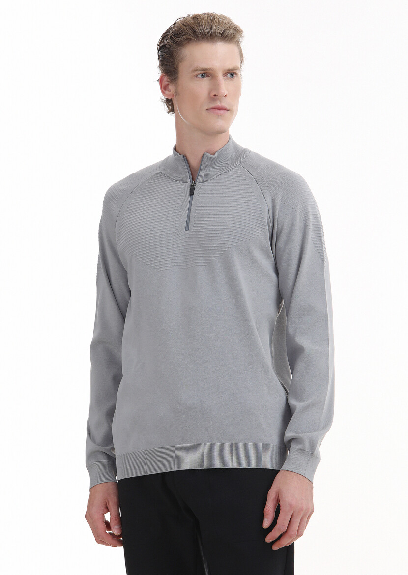 Grey Knitwear Sweatshirt - 1