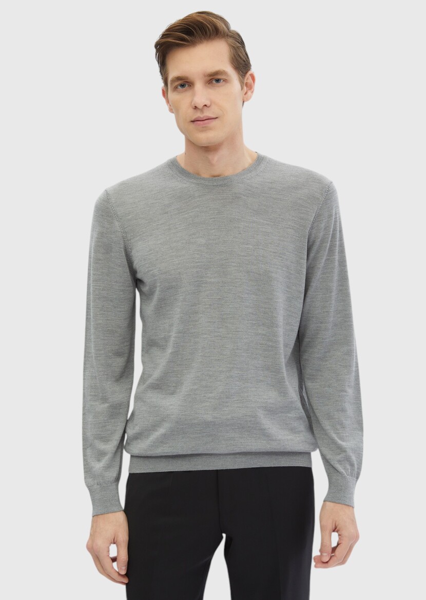 Grey Knitwear Sweatshirt - 1