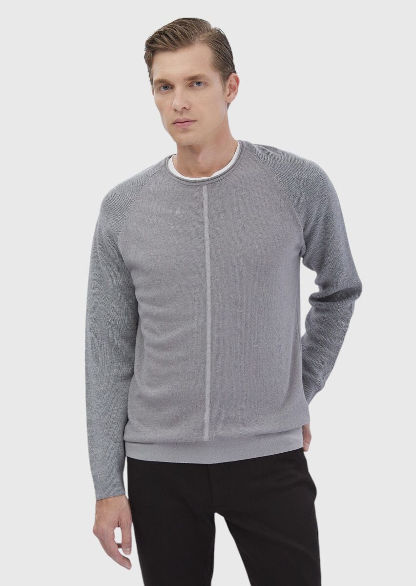 Grey Knitwear Sweatshirt - 1