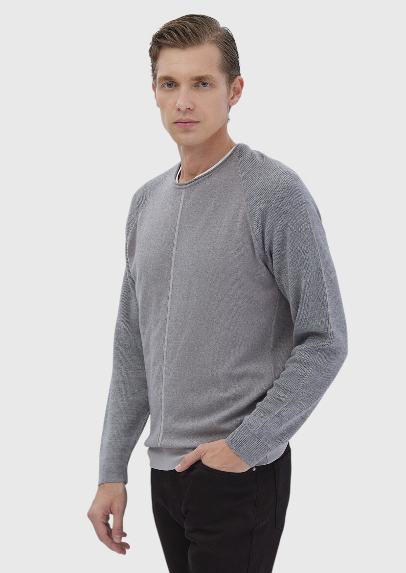 Grey Knitwear Sweatshirt - 3