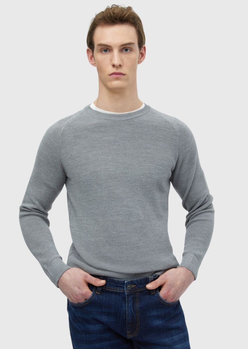 Grey Knitwear Sweatshirt - 1