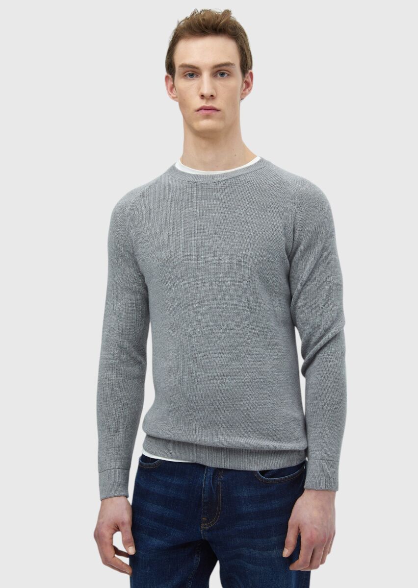 Grey Knitwear Sweatshirt - 3