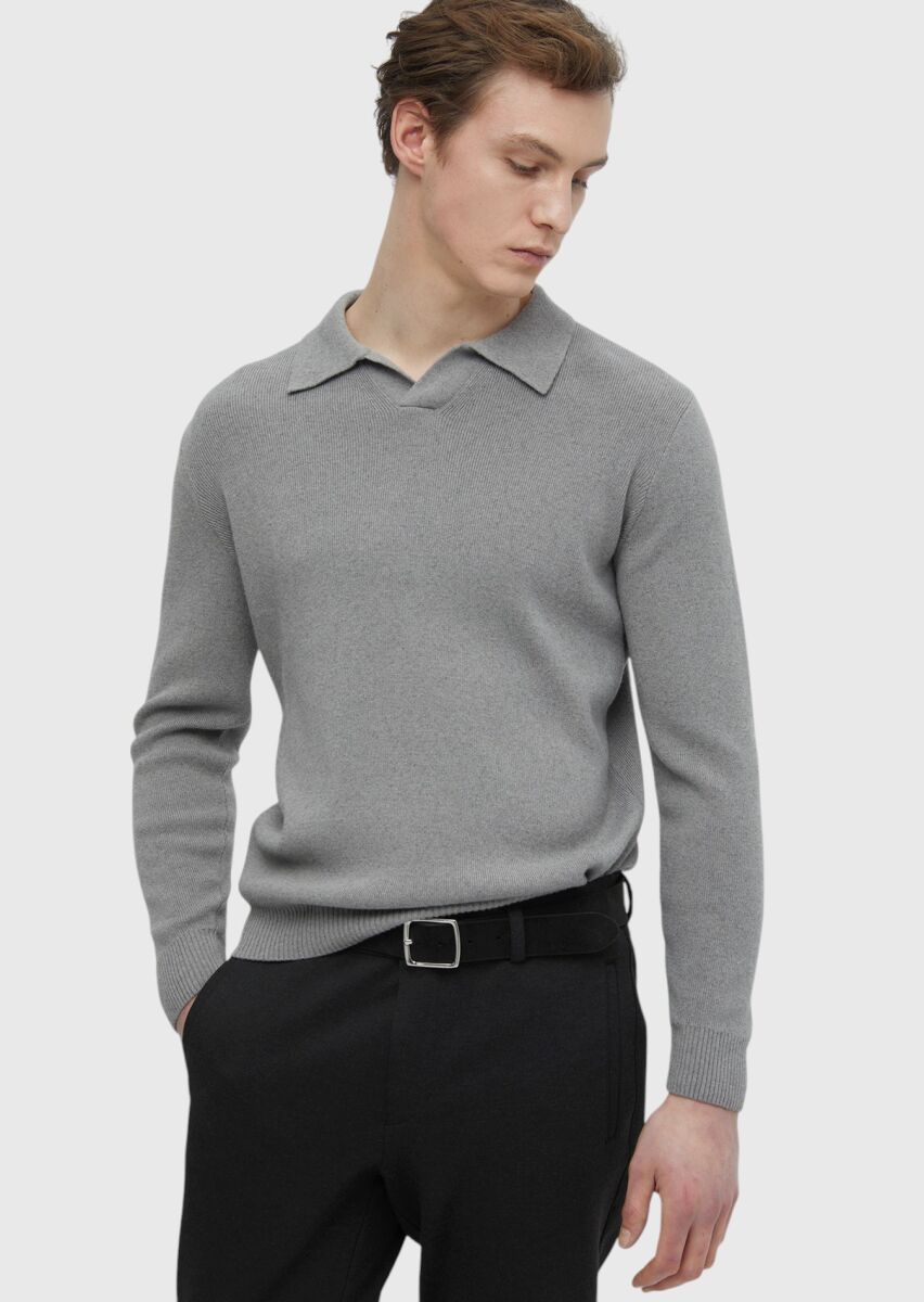 Grey Knitwear Sweatshirt - 1