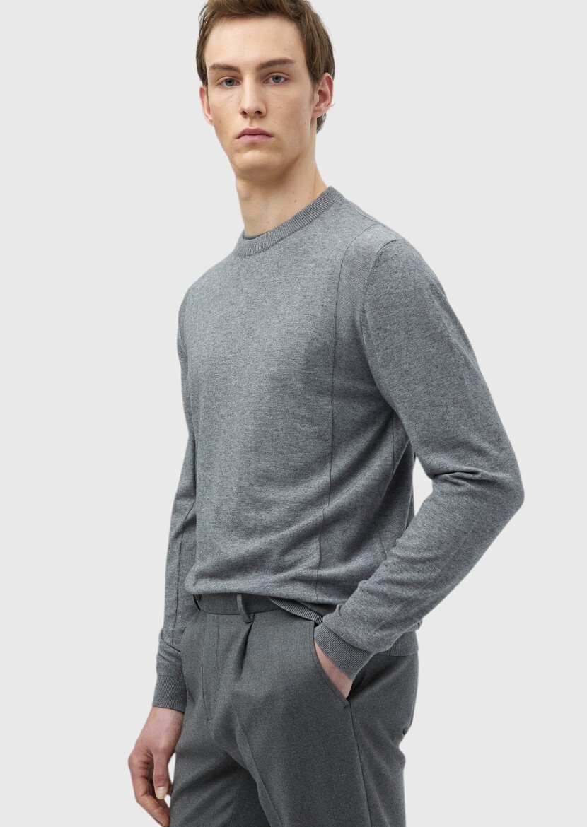 Grey Knitwear Sweatshirt - 4