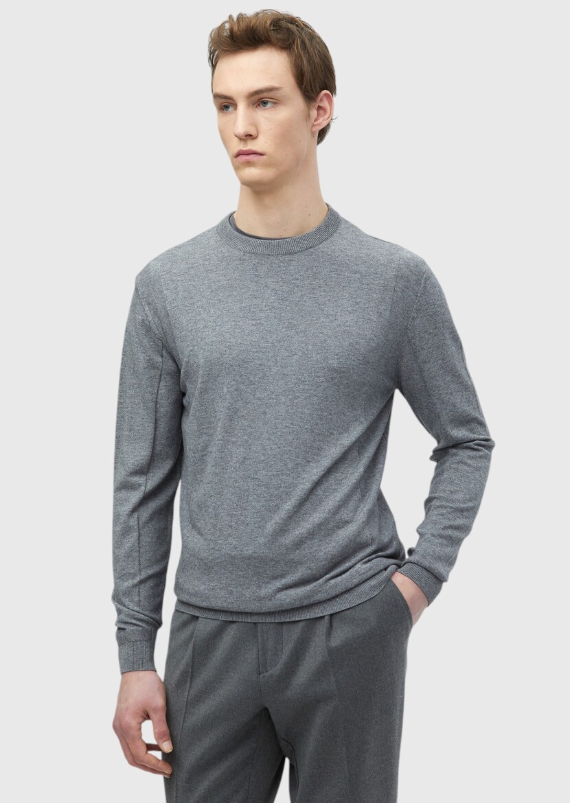 Grey Knitwear Sweatshirt - 2