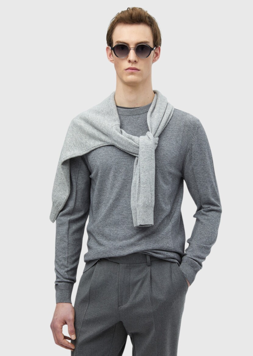 Grey Knitwear Sweatshirt - 1