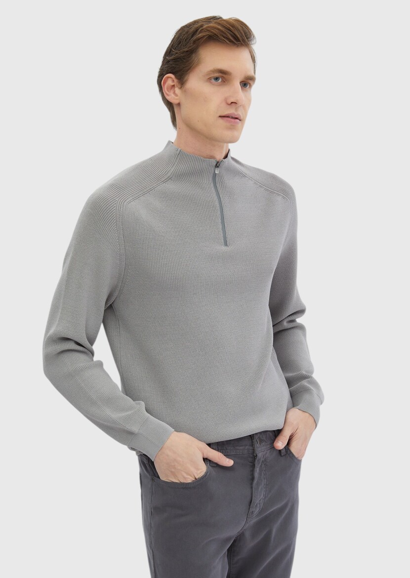 Grey Knitwear Sweatshirt 