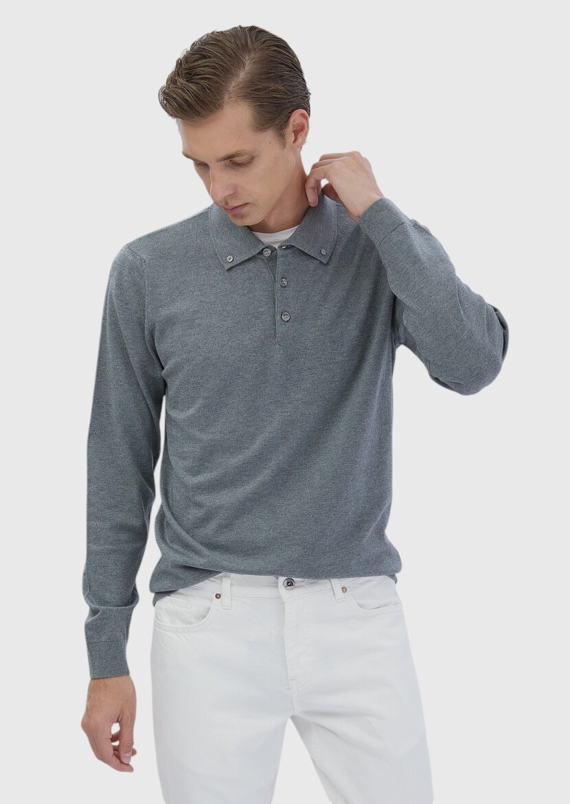 Grey Knitwear Sweatshirt 