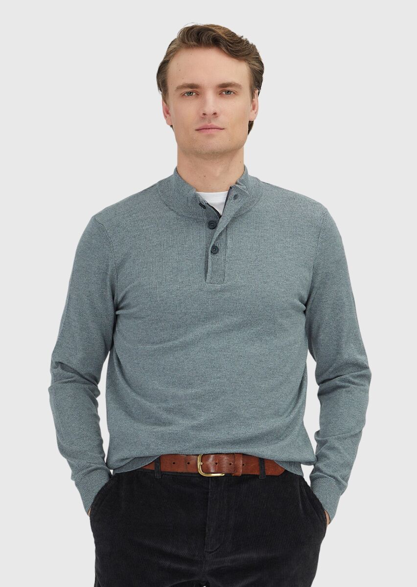 Grey Knitwear Sweatshirt - 1