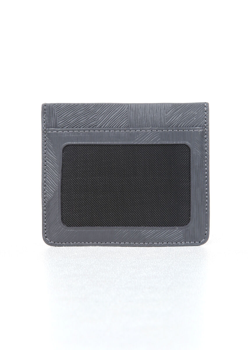 Grey Leather Card Holder - 1