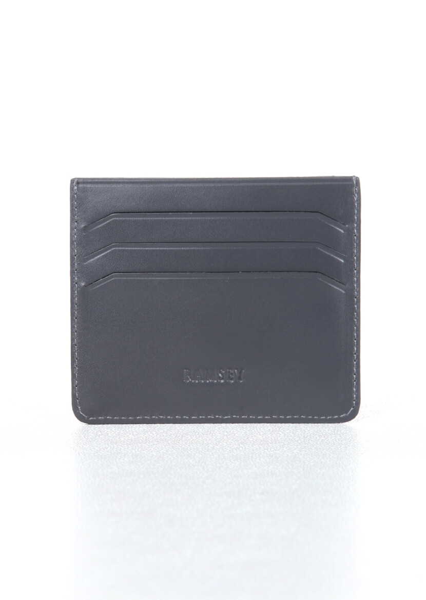 Grey Leather Card Holder - 2