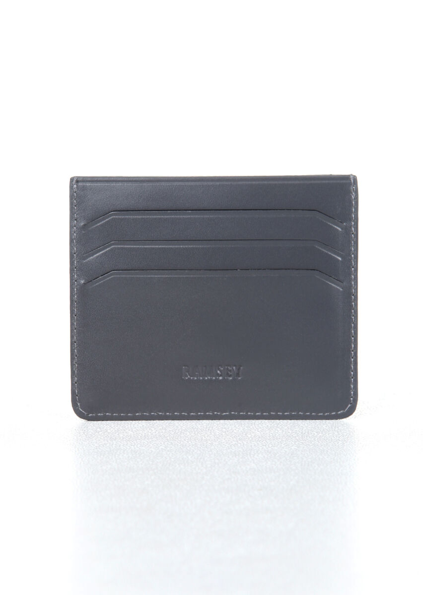 Grey Leather Card Holder - 2
