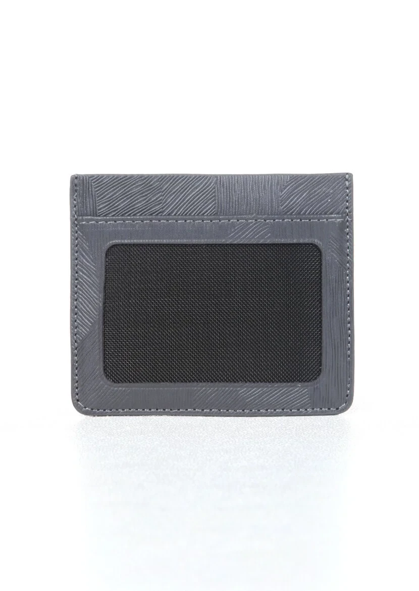 Grey Leather Card Holder - 1