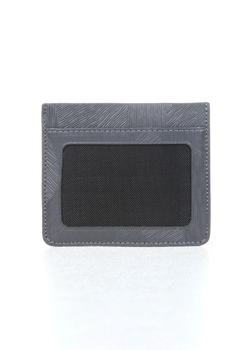 Grey Leather Card Holder - 1