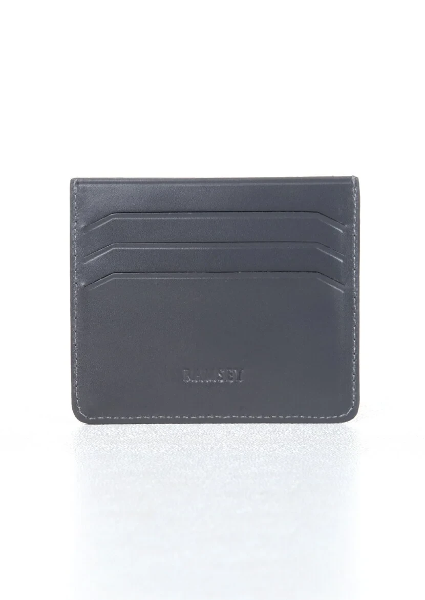 Grey Leather Card Holder - 2