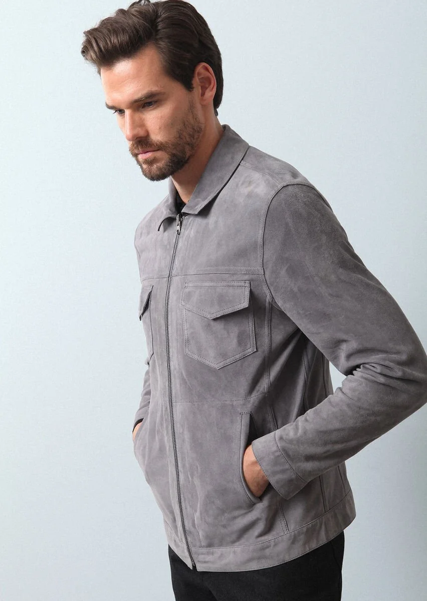 Grey Leather Jacket - 2