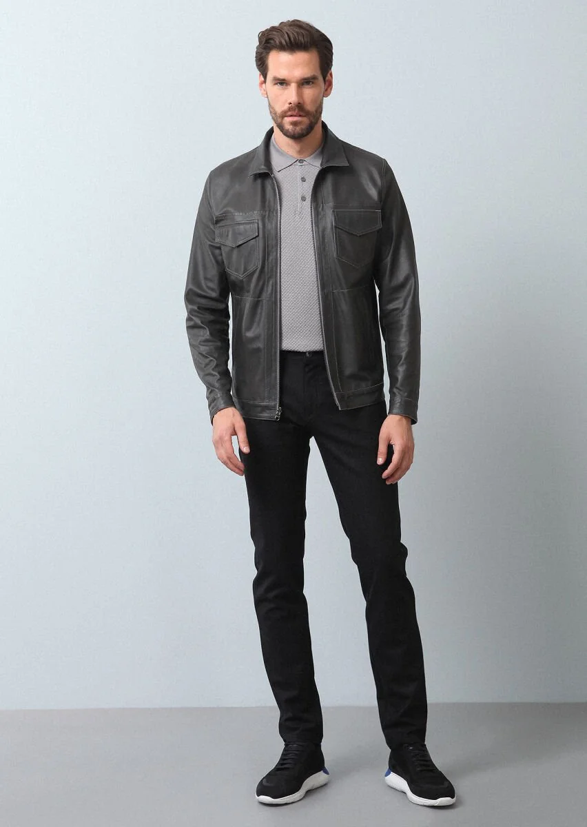 Grey Leather Jacket - 3