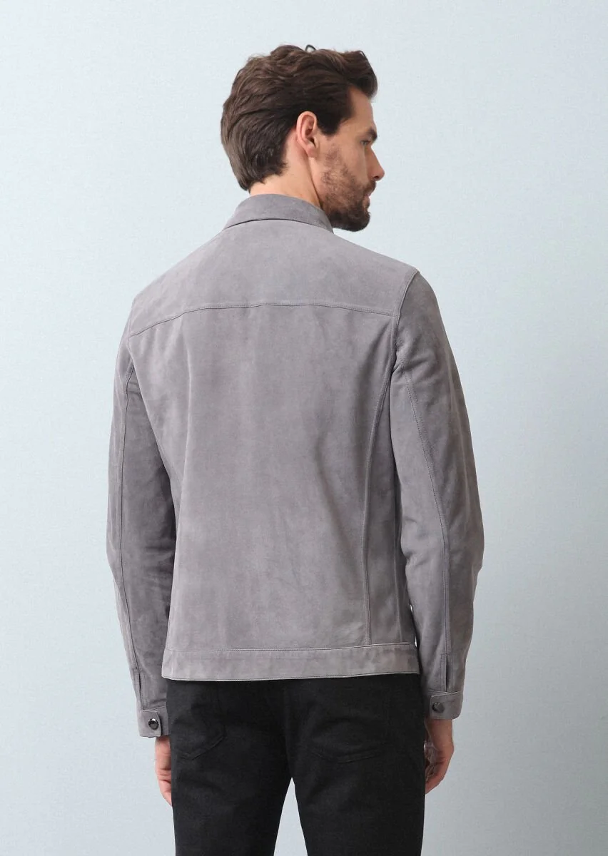 Grey Leather Jacket - 5