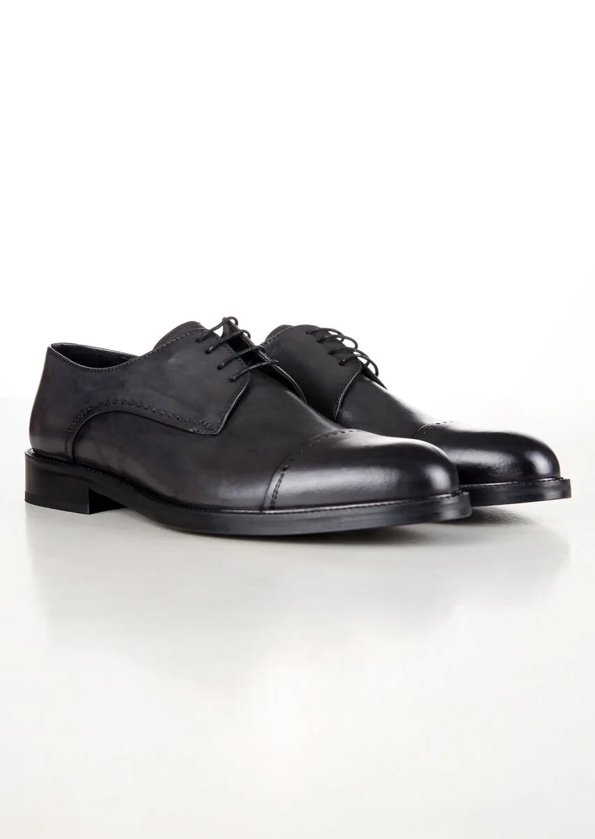 Grey Leather Shoes - 3