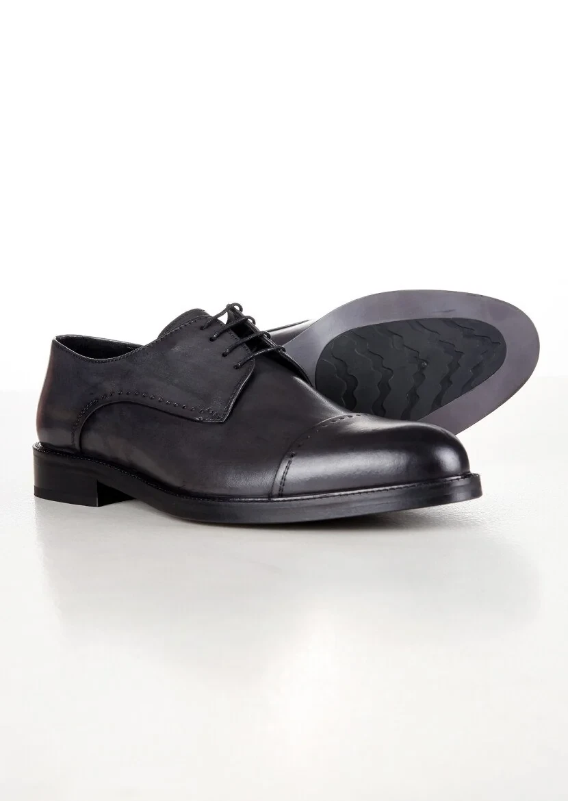 Grey Leather Shoes - 4