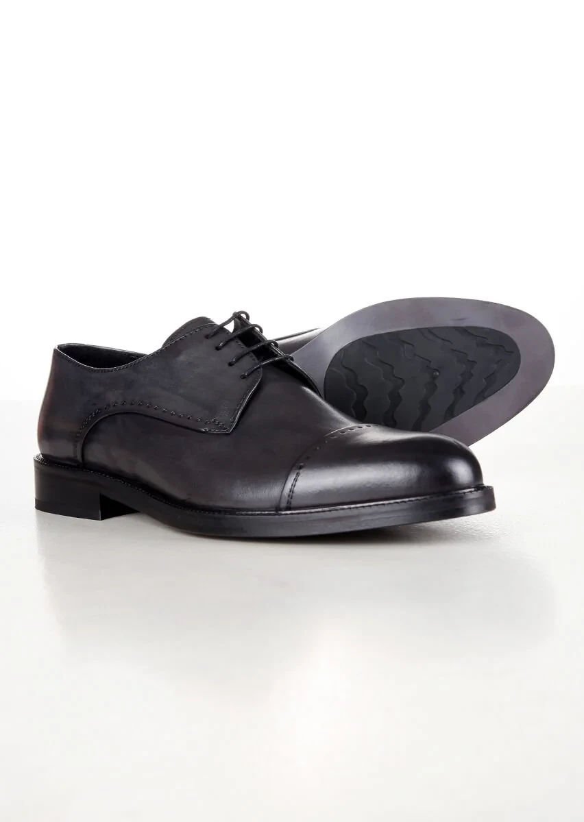 Grey Leather Shoes - 4