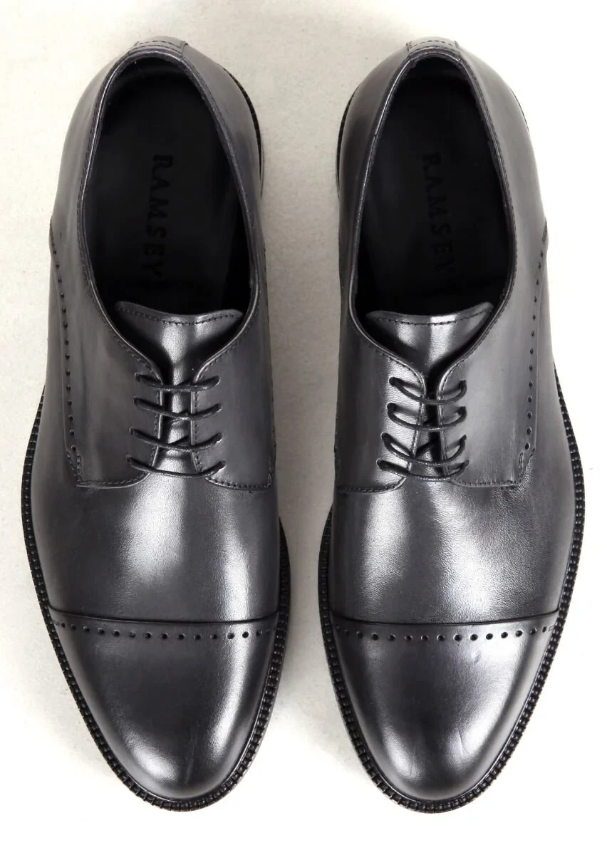 Grey Leather Shoes - 5