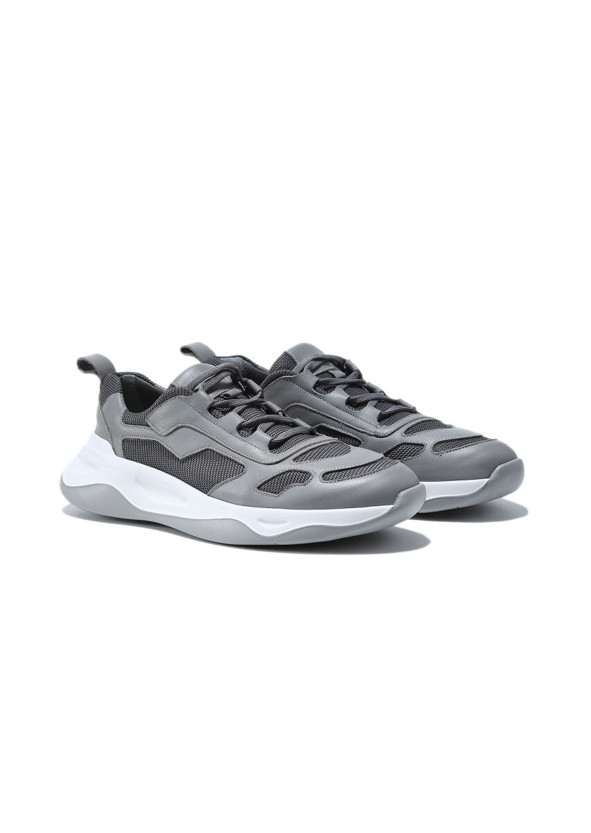 Grey Leather Sneaker - 2