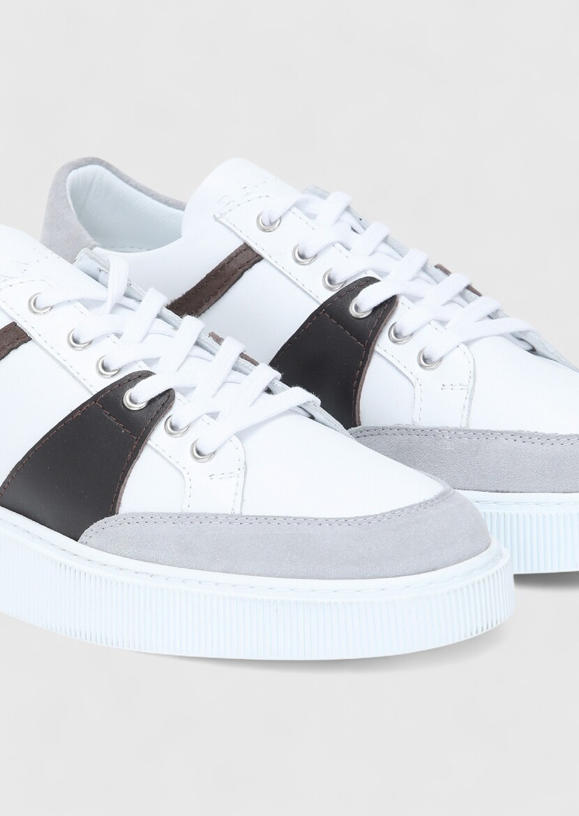 Grey Leather Sneaker - 3