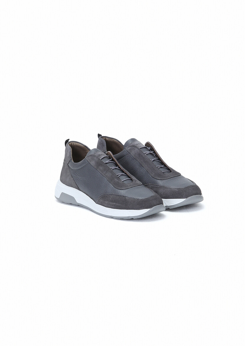 Grey Leather Sneaker - 2