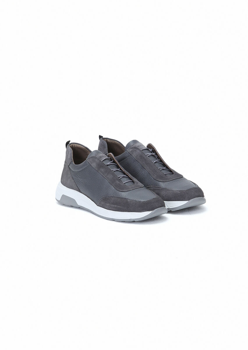 Grey Leather Sneaker - 2