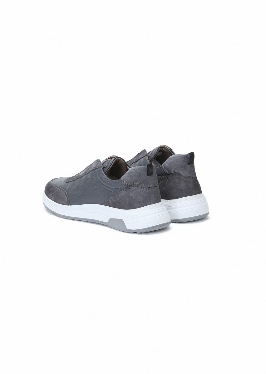 Grey Leather Sneaker - 4