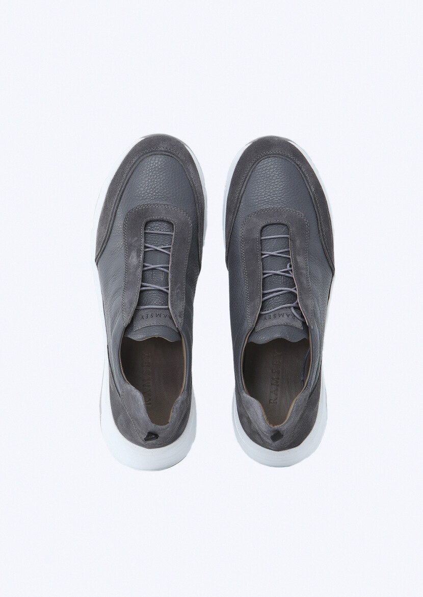 Grey Leather Sneaker - 6