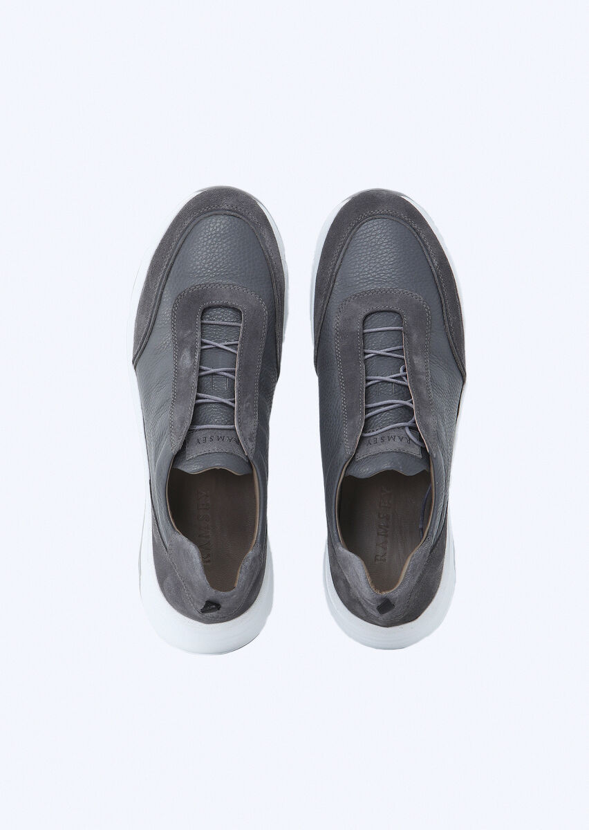 Grey Leather Sneaker - 6