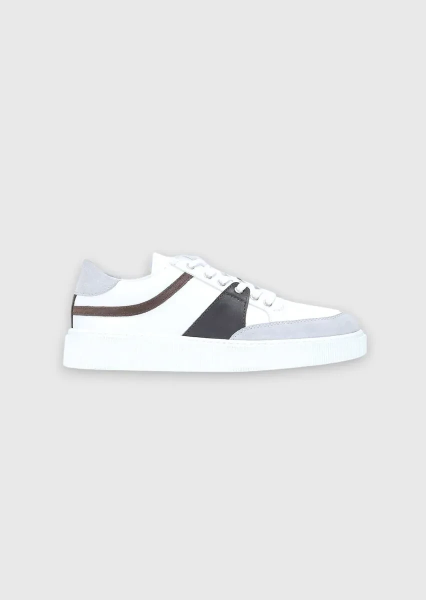 Grey Leather Sport Sneaker - 1