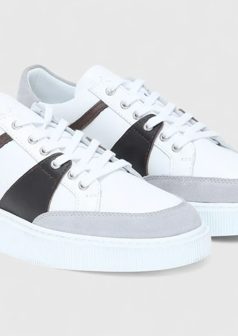 Grey Leather Sport Sneaker - 3