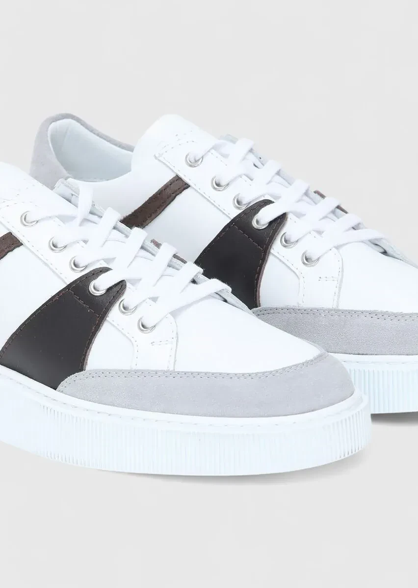 Grey Leather Sport Sneaker - 3