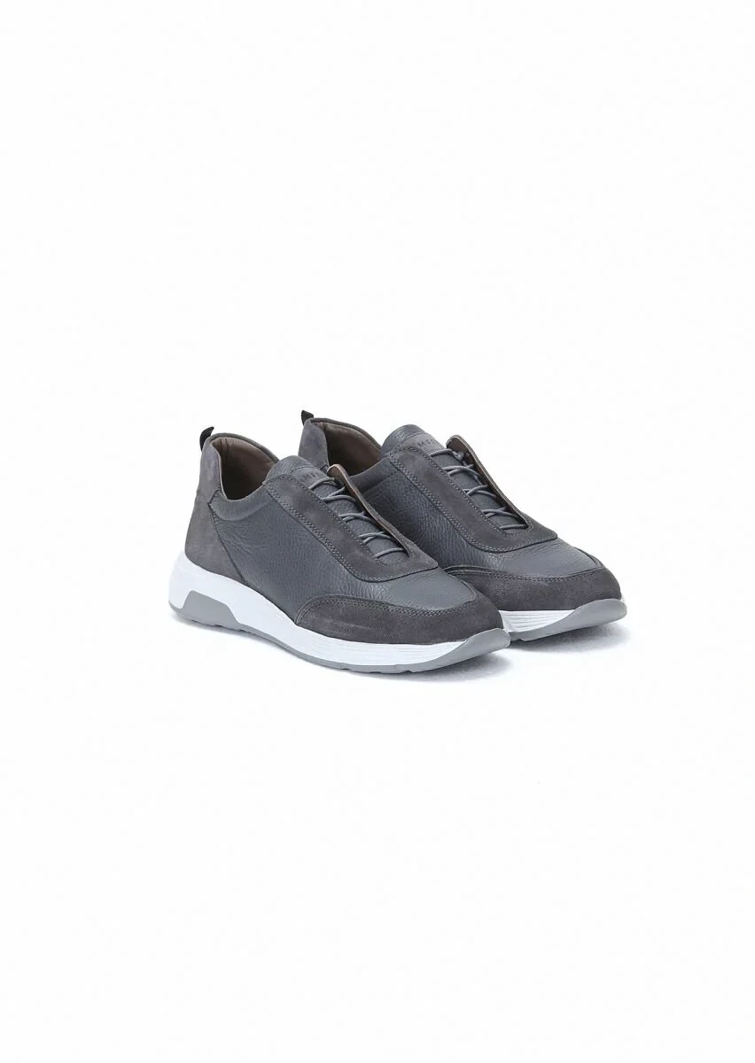 Grey Leather Sport Sneaker - 2