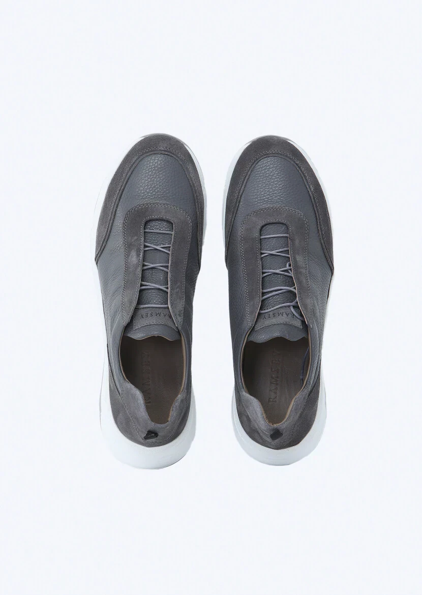 Grey Leather Sport Sneaker - 6
