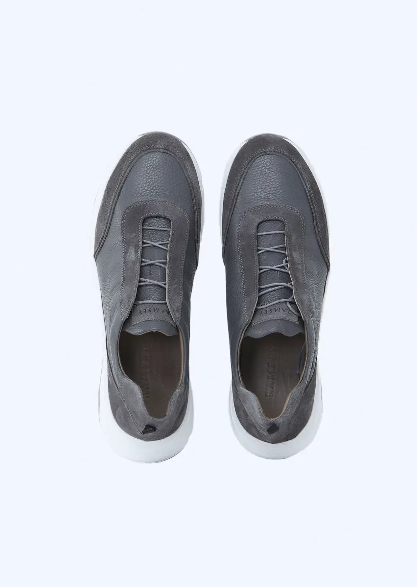 Grey Leather Sport Sneaker - 6