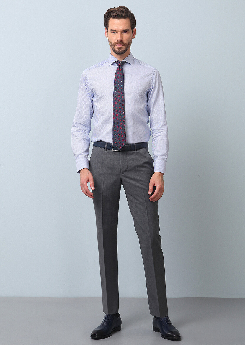 Grey Material Classical 100% Wool Trousers 