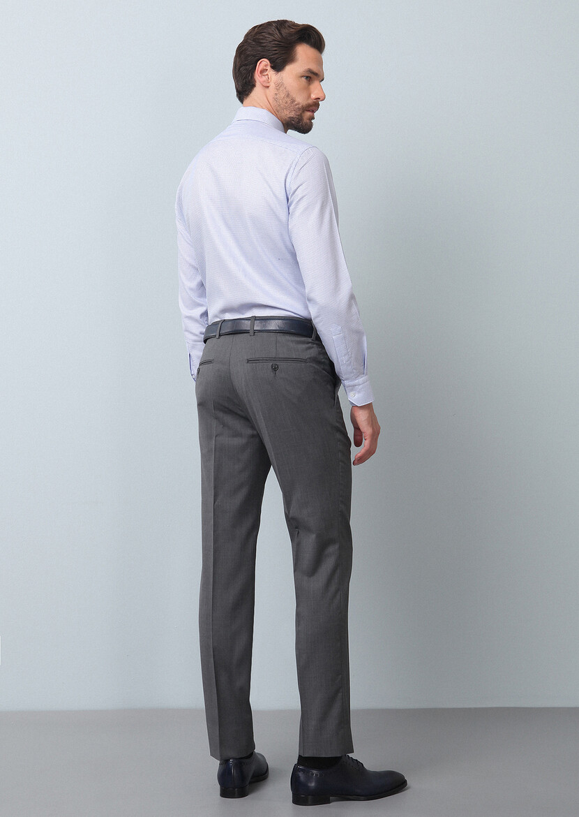 Grey Material Classical 100% Wool Trousers - 5