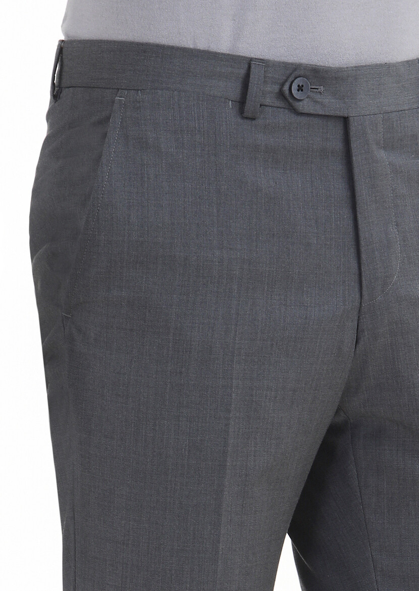 Grey Material Modern Fit Classical 100% Wool Trousers - 4