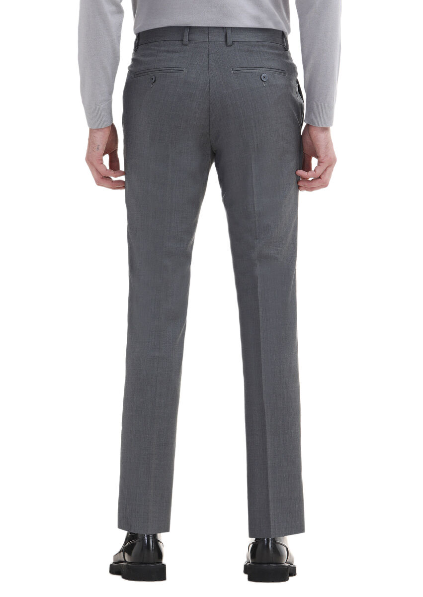 Grey Material Modern Fit Classical 100% Wool Trousers - 5