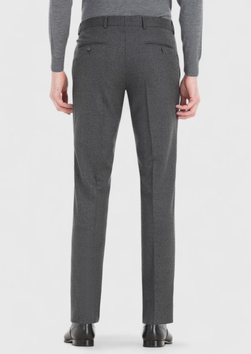 Grey Material Modern Fit Classical Wool Blended Trousers - 4