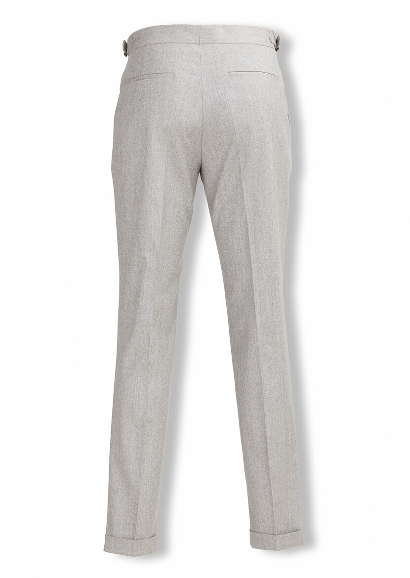 Grey Material Modern Fit Classical Wool Blended Trousers - 3