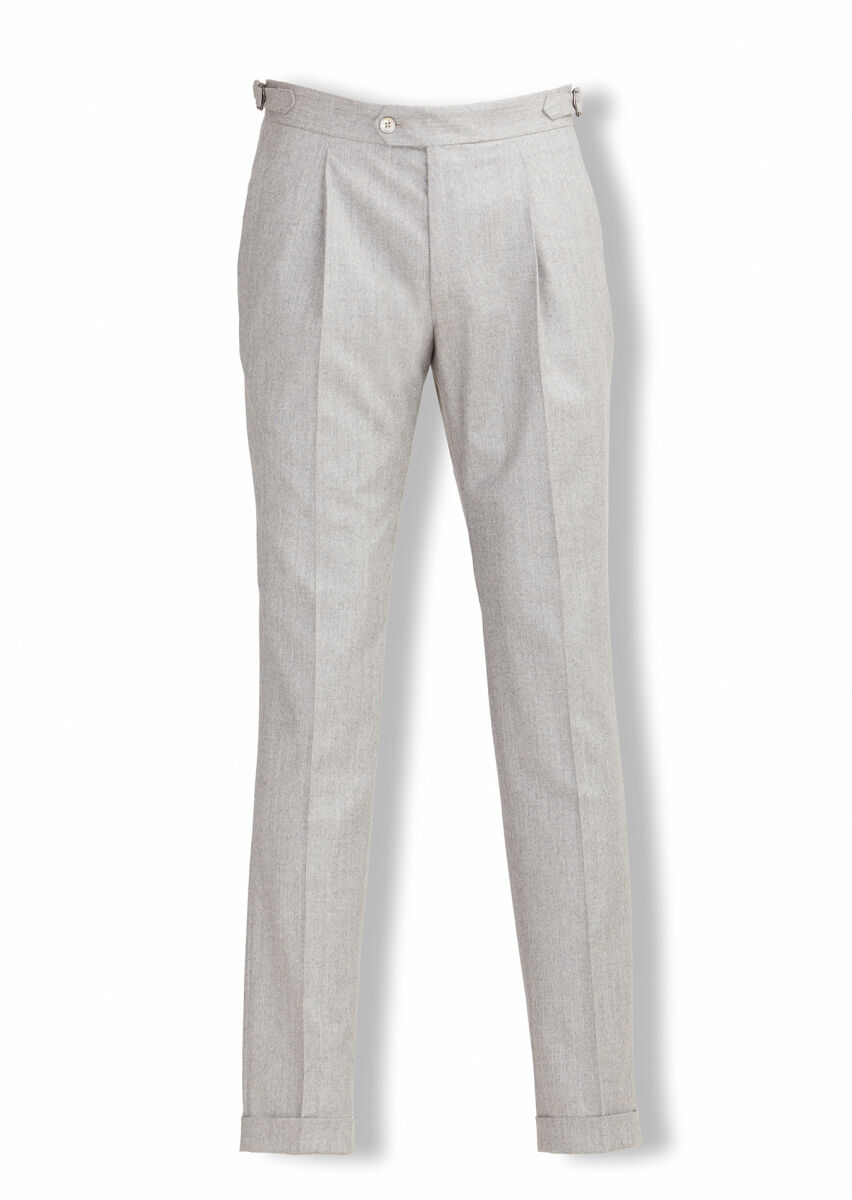 Grey Material Modern Fit Classical Wool Blended Trousers - 1