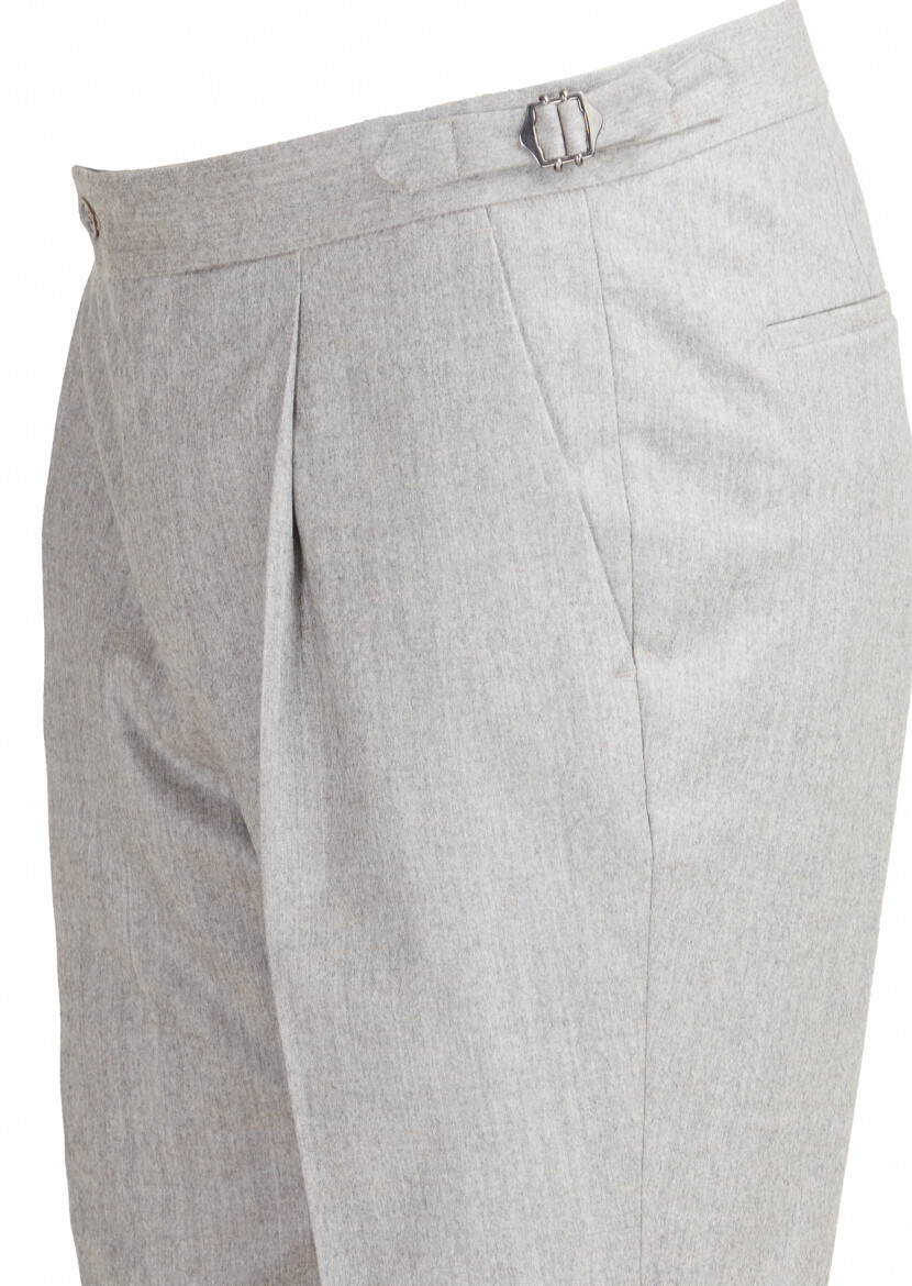 Grey Material Modern Fit Classical Wool Blended Trousers - 2