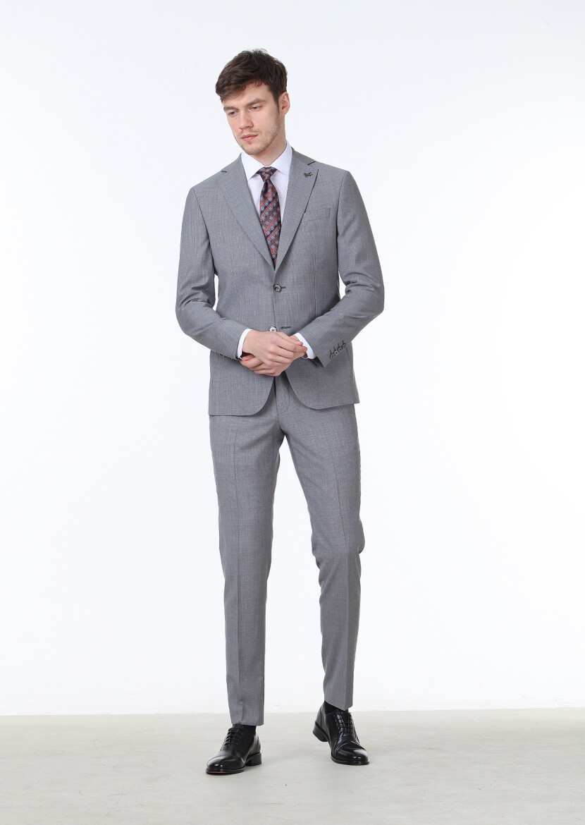 Grey Micro Modern Fit 100% Wool Suit - 2