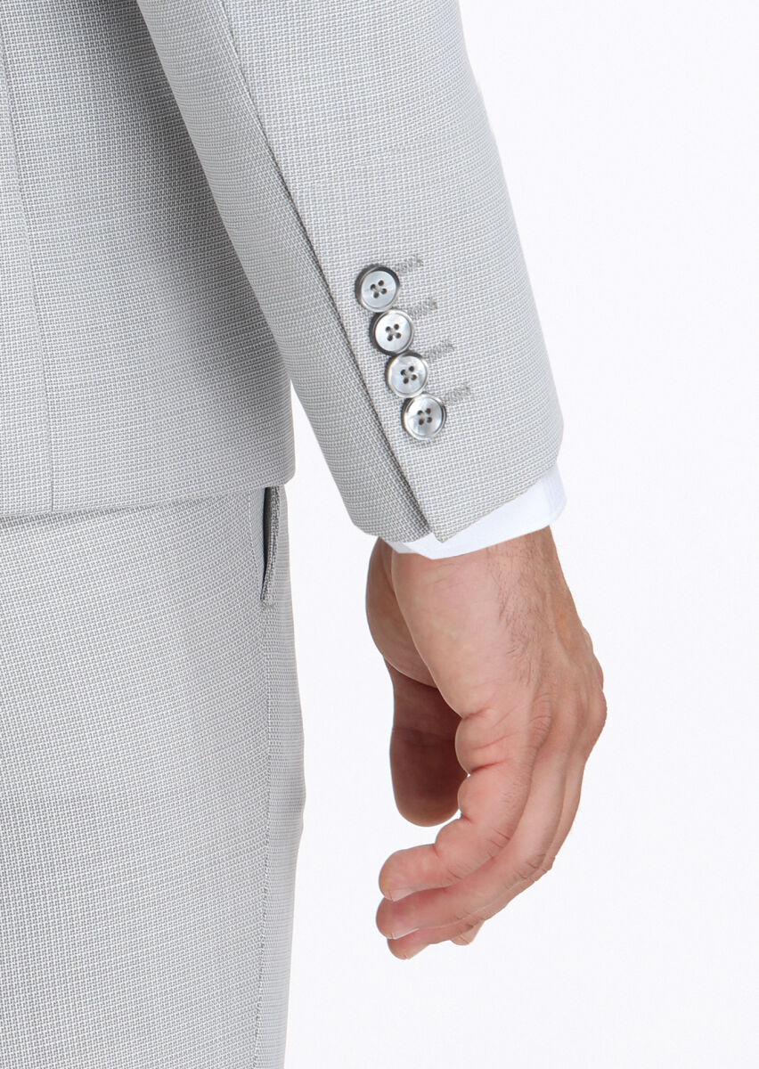Grey Micro Modern Fit Wool Blended Suit - 5